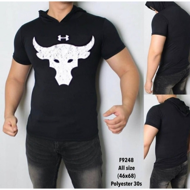 KAOS HOODIE BULL under armour / baju olahraga sport gym training pria
