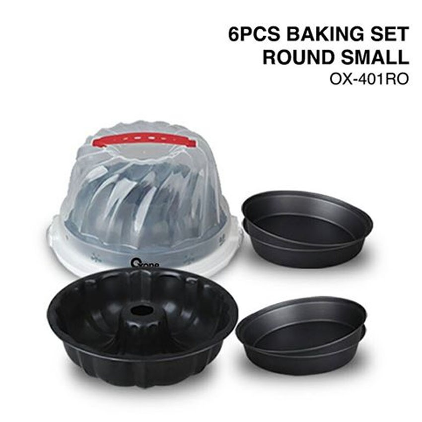 Oxone OX-401RO 6Pcs Round Small Carbon Steel Non-stick Bakeware Set Loyang Oven Baki Tahan Panas