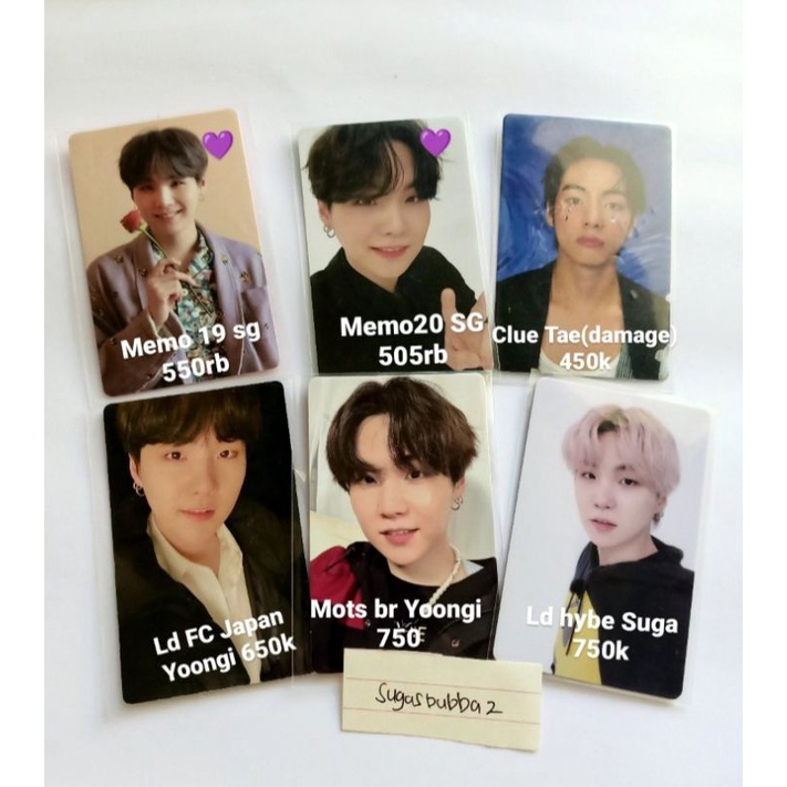 OFFICIAL photocard suga Yoongi taehyung memories 2019 memories 2020 clue taehyung ld fc japan yoongi
