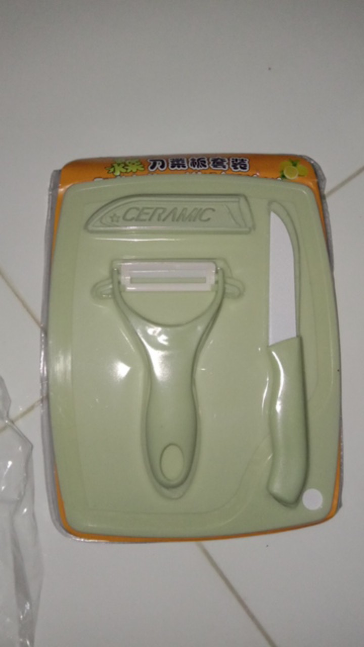 Pisau Set Keramik / 3 In 1 Pisau Set Talenan / Serutan Buah / Alat Set Dapur / Vs