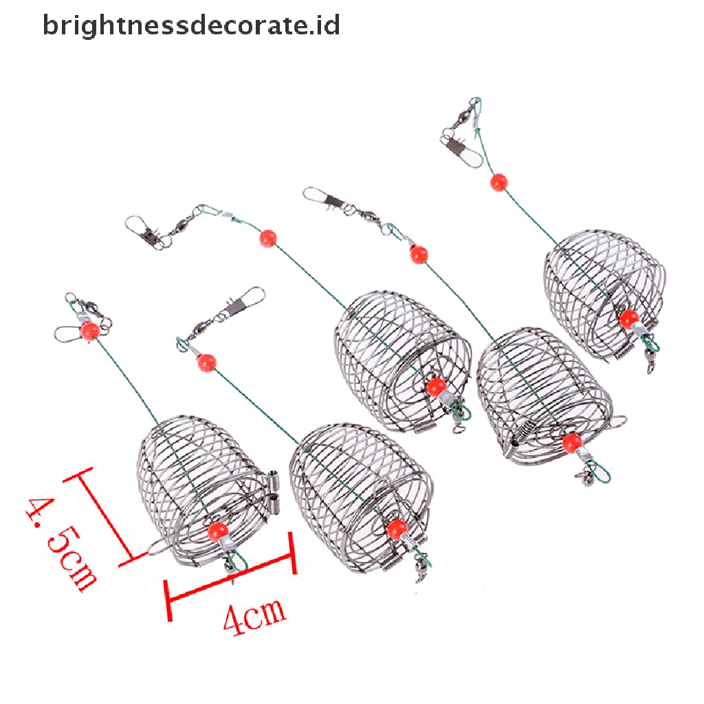 [birth] 5PCs Wire Fishing Lure Cage Fish Bait Cage Fishing Trap Basket Feeder Holder [ID]