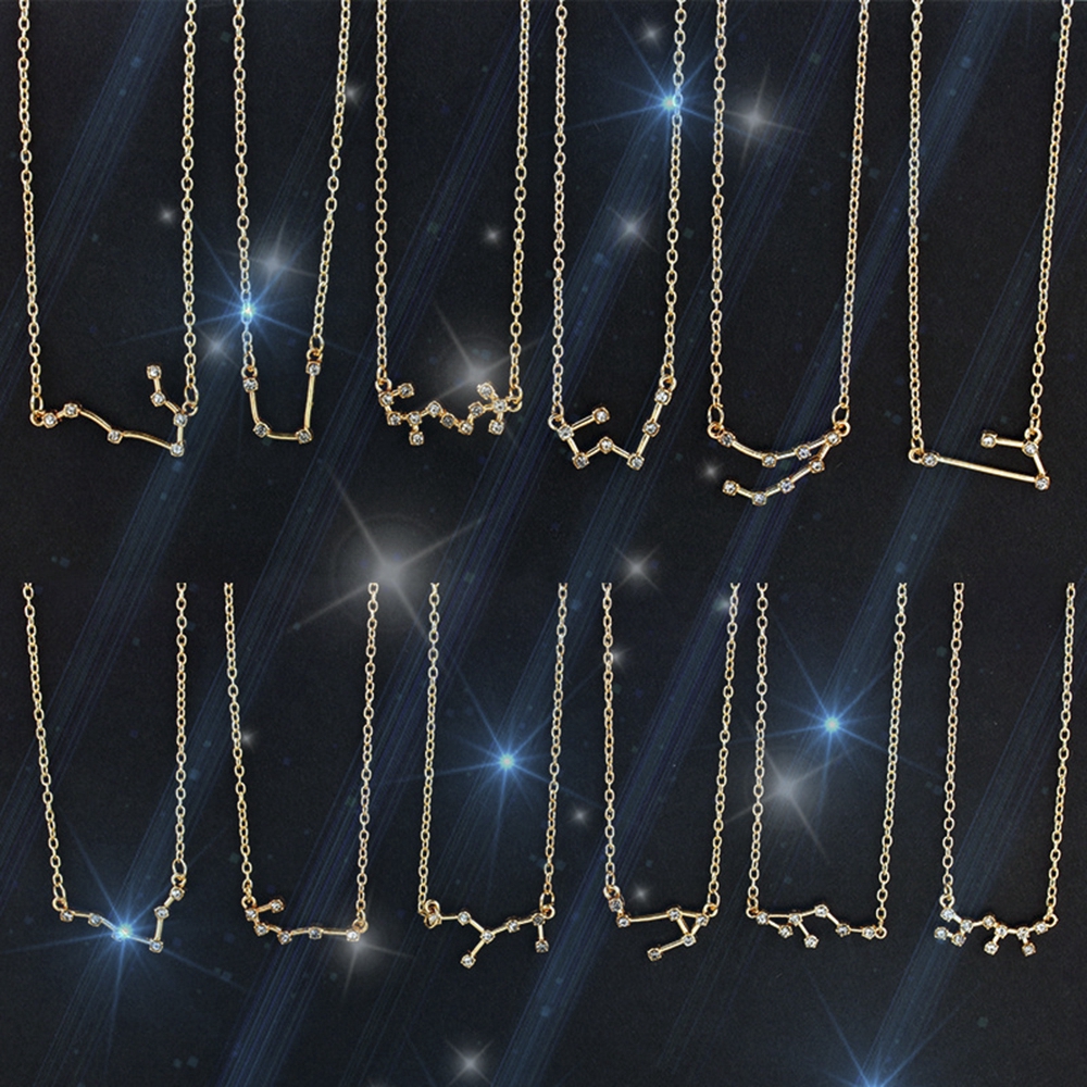 【TERSEDIA &amp; COD】Emas Gadis Korea Dua Belas Constellation Liontin Kalung