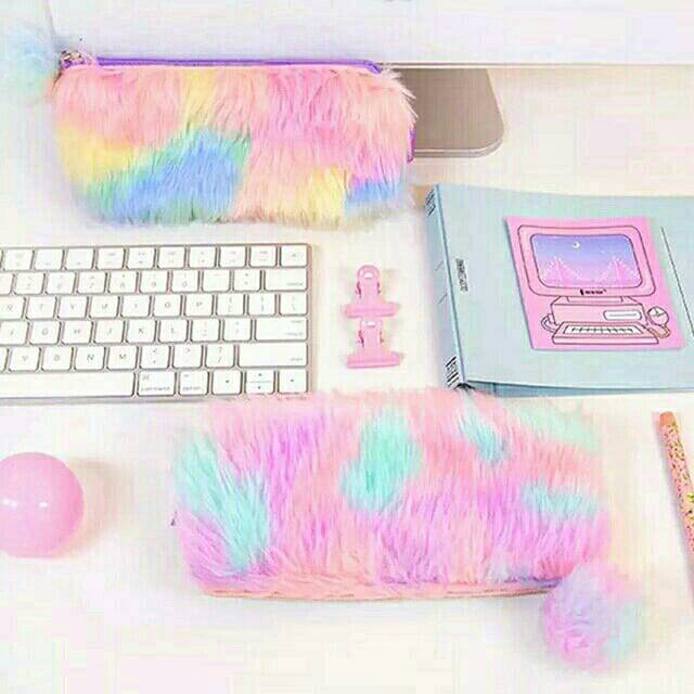 

unicorn fur pencil case / kotak pensil unicorn / kotak pensil hologram