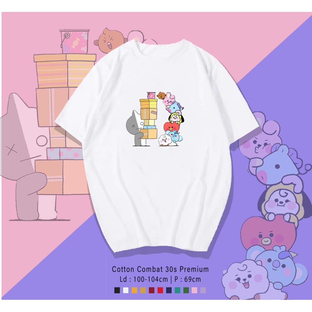 BT21 GIVE   / TERMURAH BAJU KAOS KATUN WANITA/ PRIA UNISEX LENGAN PENDEK / TUMBLR TEE