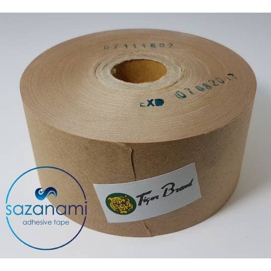 Nikmati Lakban Air 2" Inch X 100M Gummed Paper Craft Tape Tiger Kraft 1 Roll Terlaris