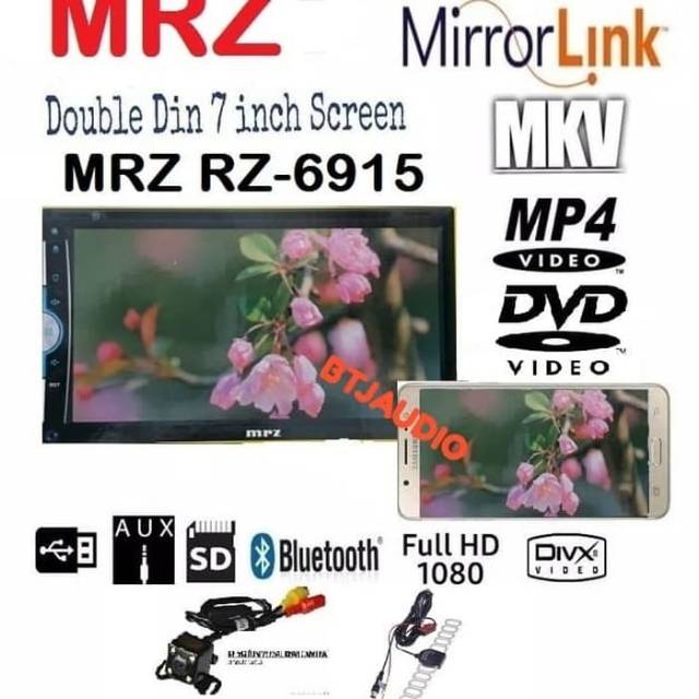 HEAD UNIT TAPE TV MOBIL DOUBLE DIN MRZ MIRROLINK ANDROID ,USB MP4 + KAMERA + ANTENA