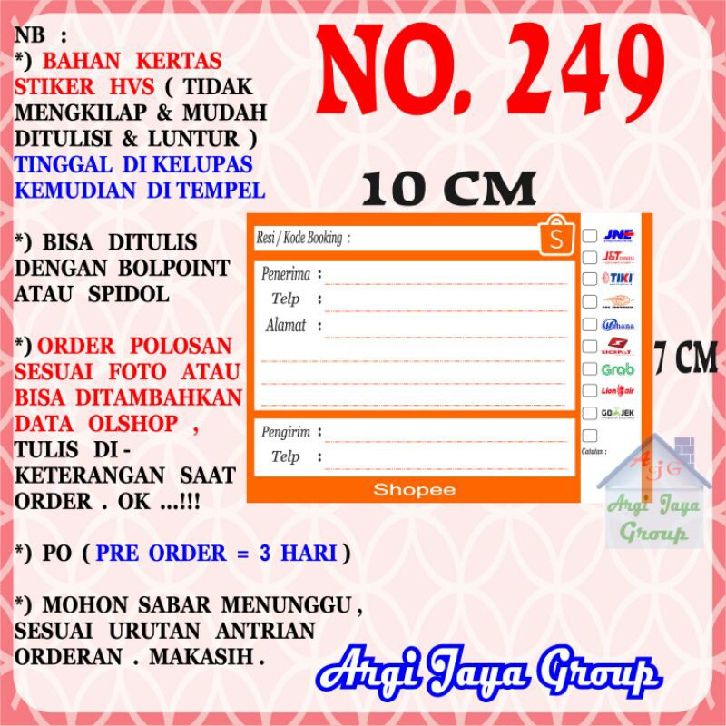 

Stiker HVS - Stiker Pengiriman - Sticker Alamat Olshop Murah Nomer 249-10x7cm