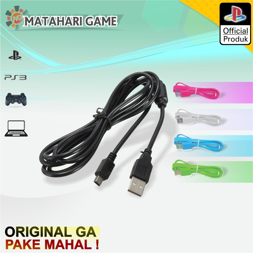 Kabel Charger Cas Stik PS3 Mini USB Panjang 2 Meter / 1 Meter