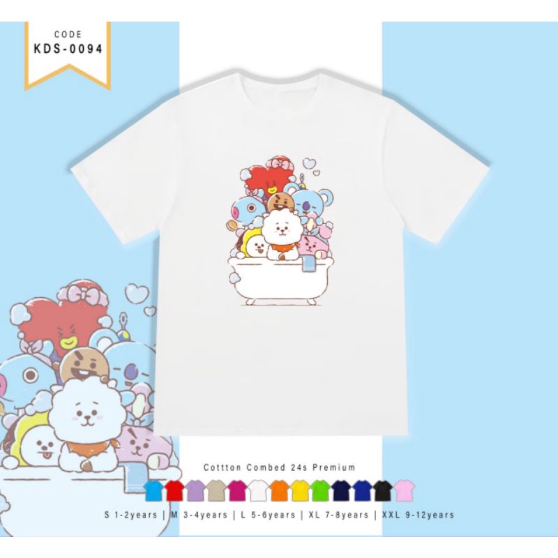 KAOS ANAK-ANAK BT21 GRUP SHOWER CEWEK COWOK