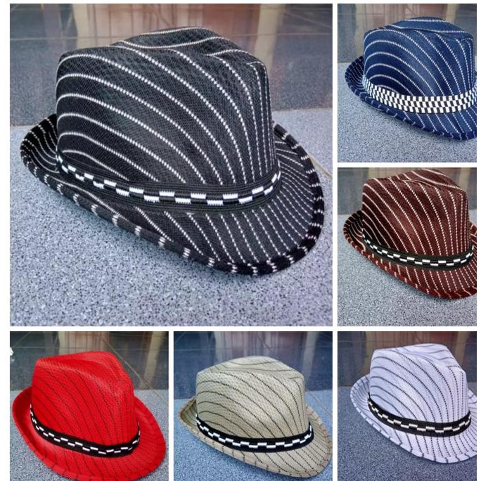 Topi Fedora Dewasa Topi Koboi Salur Terbaru Unisex