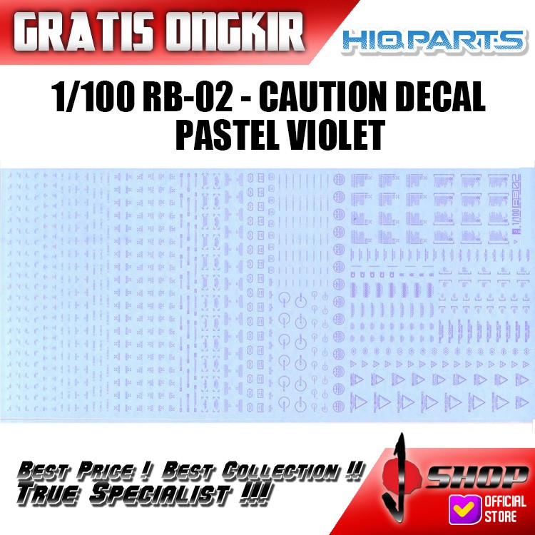 

HIQ Parts - 1/100 Pastel Violet RB02 Caution Decal (1 Sheet)
