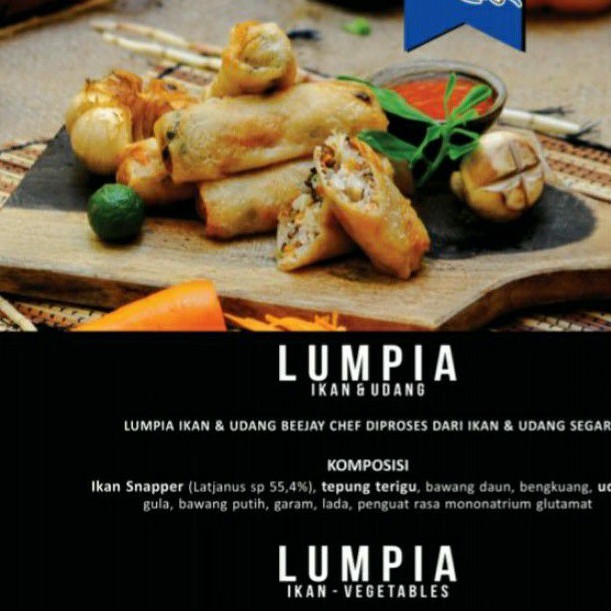 

Seafood Frozen LUMPIA Ikan-Udang-Vegetable BeeJay Chef Surabaya