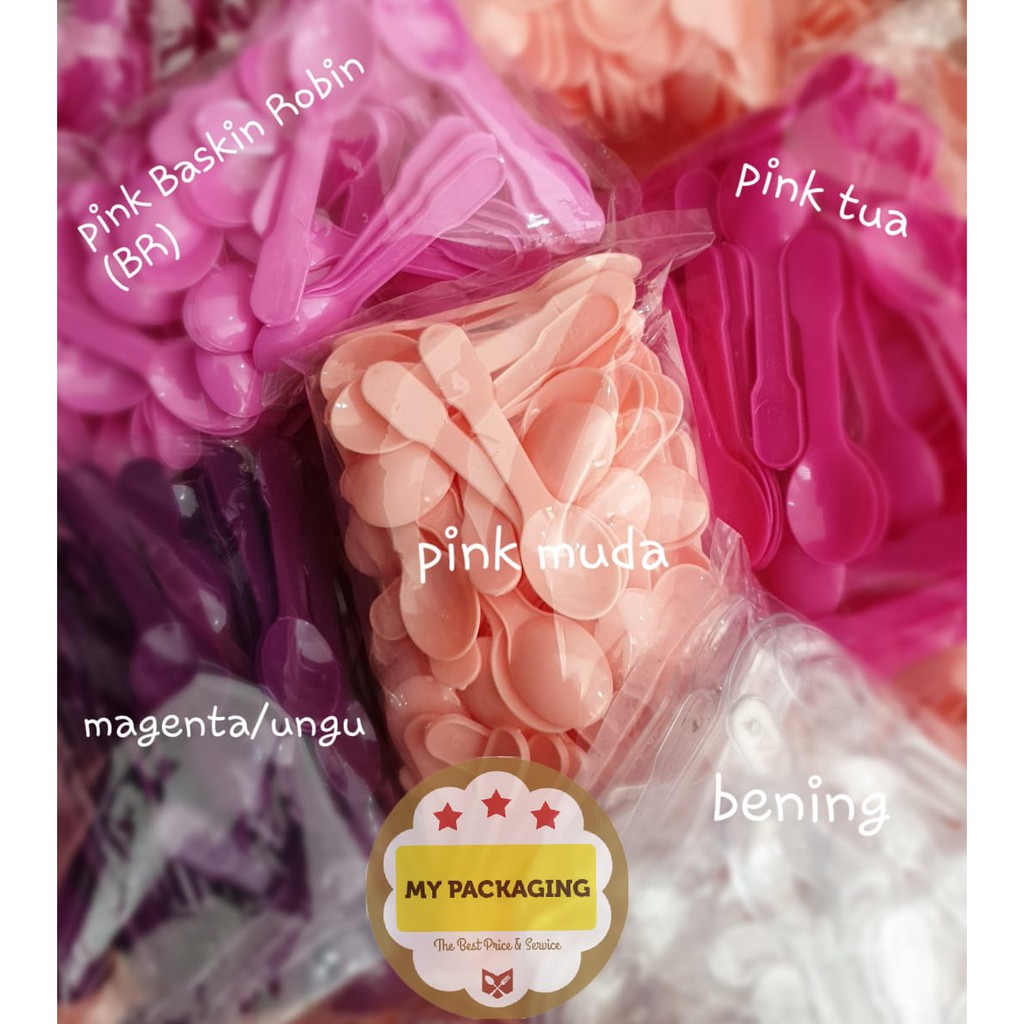 SENDOK ICE CREAM ISI 100 PCS  / SENDOK JELLY / SENDOK PUDING WARNA