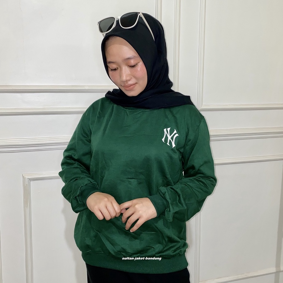 NY SWEATER CRAWNECK ZUMBO Size || SWEATSHIRT BASIC NY LOGO NY BORDIR PRIA DAN WANITA Sz M - XXL II 17 WARNA