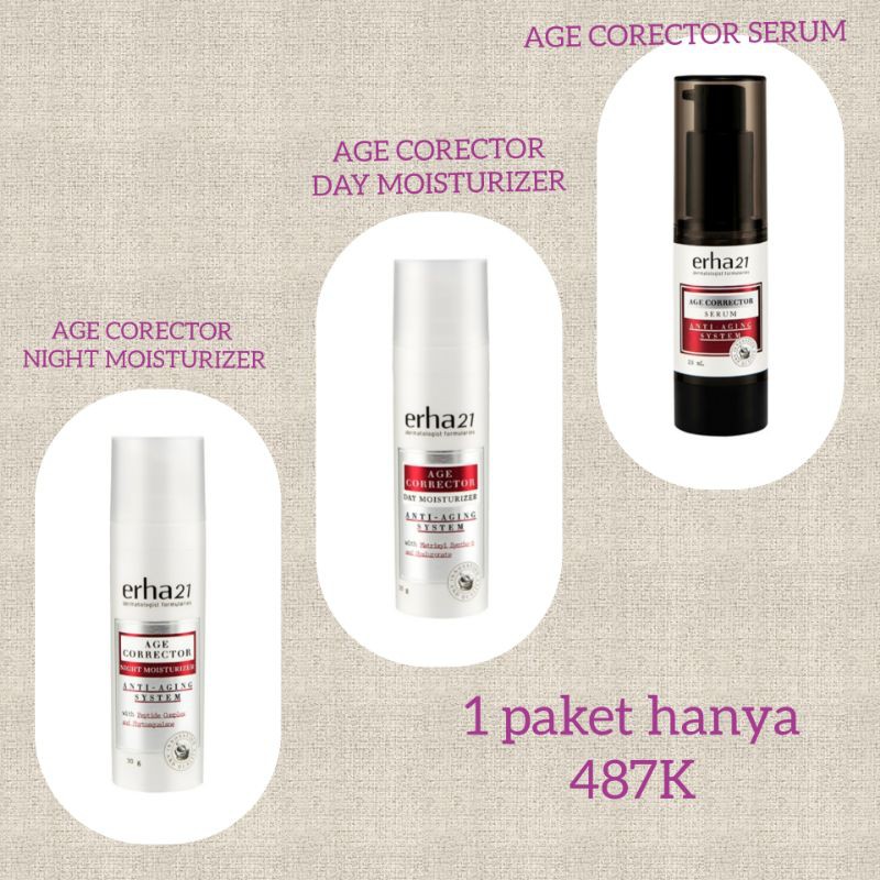 PAKET ERHA21 AGE CORECTOR/ERHA SERUM/ERHA NIGHT MOISTURIZER/ERHA DAY MOISTURIZER