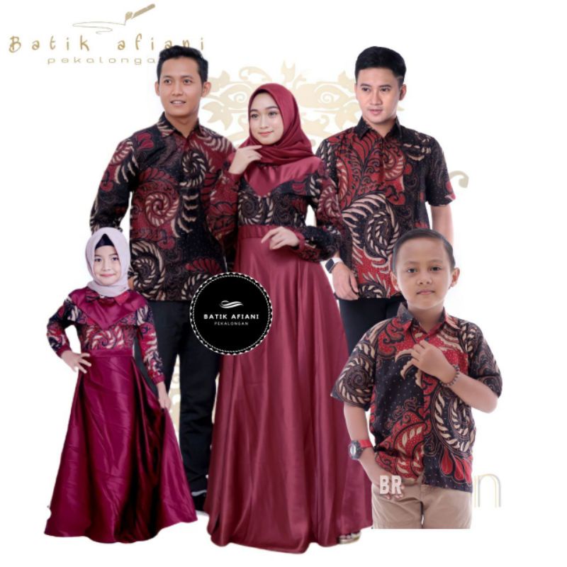 Bisa Pisah Batik Couple Keluarga Sania Ruffle Ori Ndoro Jowi TERMURAH Velvet Maroon Original Afiani - Baju batik Keluarga Sarimbit Ayah Ibu Dan Anak - Batik