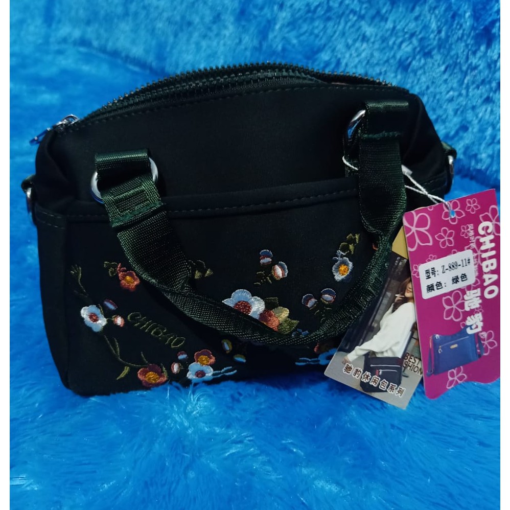 Tas Wanita Import Jinjing Selempang CHIBAO Mini Bordir Bunga Bahan Parasut