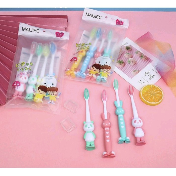 4pcs Sikat Gigi ANAK Karakter Lucu Bulu Lembut Multiwarna