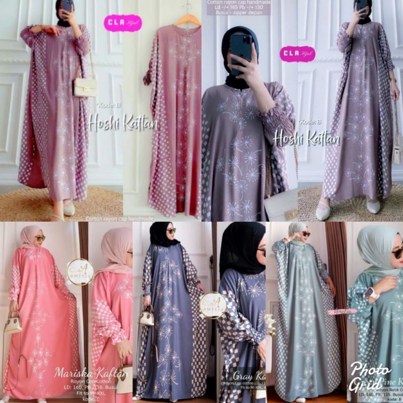 GROSIR/ GAMIS KAFTAN HOSHI |TERBARU DRESS SUPER JUMBO LD 150 DASTER BATIK BUSUI ZIPPER DEPAN GAMIS RAYON BATIK COTTON