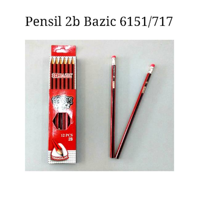 Pensil 2b  merah hitam bazic 6151