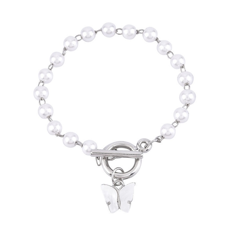 Butterfly Pearl Pendant Bracelet Female Ins Fashion OT Chain Bracelet