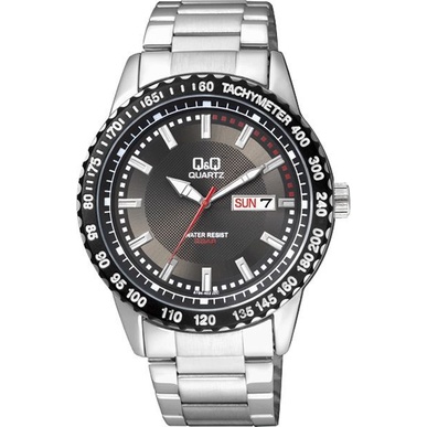 Jam Tangan Pria Stylist Casual Business Rantai Stainless Steel Tanggal Hari Analog Original Q&amp;Q QnQ QQ A194 A194J Series