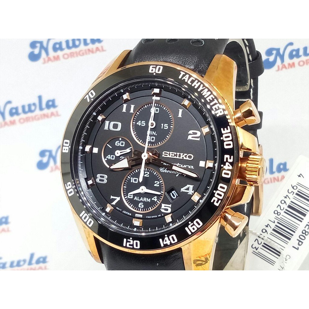 Seiko Sportura SNAE80P1 Chronograph Rose Gold - Jam Tangan Pria SNAE80