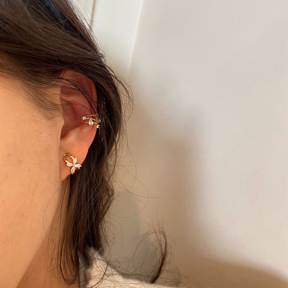 MXBEAUTY Women Girl Ladies Ear Clip Korean Cartilage Clip Ear Bone Clip Gift Without Ear Hole Ear Cuff Minimalist Rhinestone Zircon Clip Earrings