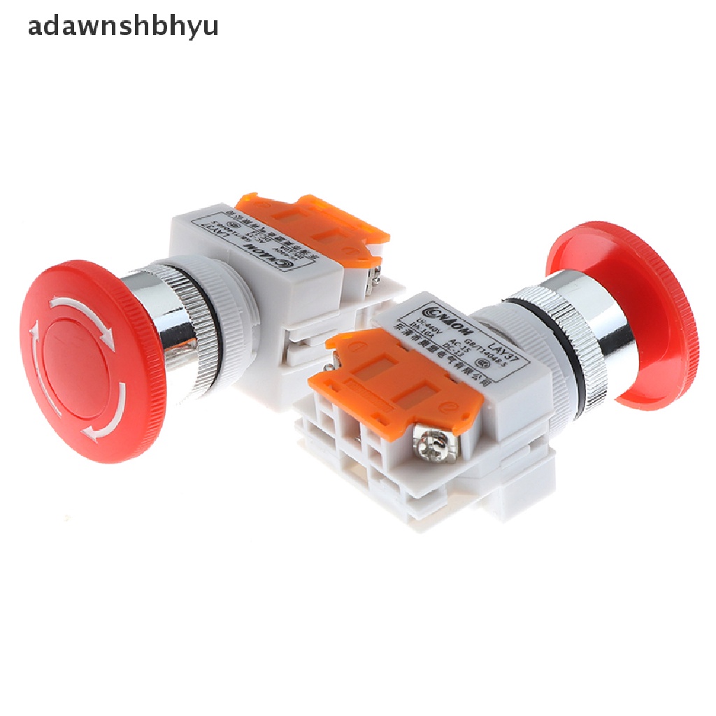 Adawnshbhyu 1Pc Tutup Jamur Merah Biasanya Tertutup Emergency Stop Push Switch Tombol 10A LAY37