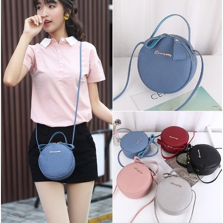 TAS SELEMPANG BULAT TAS WANITA TAS IMPORT