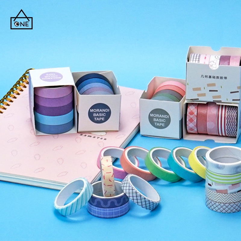 COD❤Selotip Warna Solid Kreatif  Buku Harian Scrapbooking Diy Dekorasi Washi Tape Setelan A one