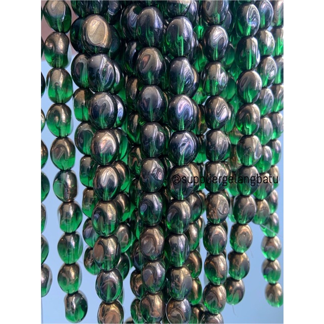 kristal CEKO KACANG GOLD GREEN quartz 10mm HIJAU emas oval cutting