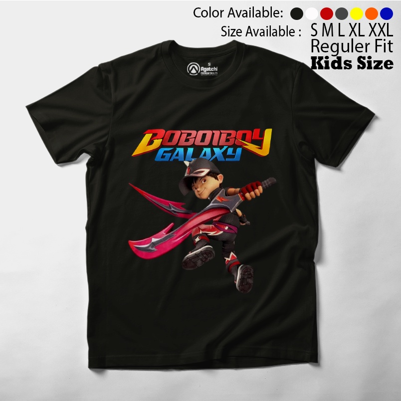 Baju Kaos Atasan Anak Laki - Laki BoboiBoy Galaxy Kuasa 7 Blaze Api Duri Es Gempa Halilintar Solar Topan