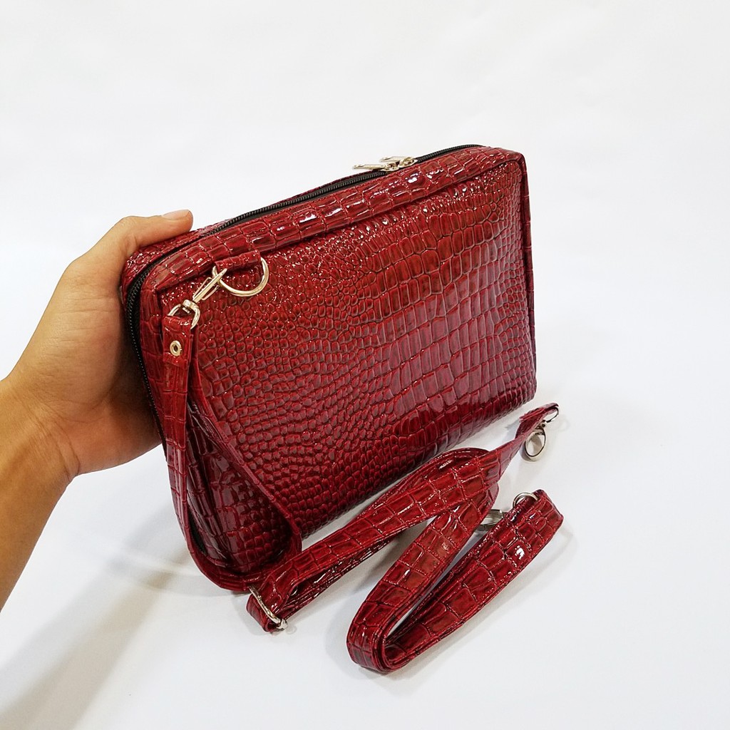 Exclusive Red Croco Tas Dompet Wanita Multifungsi / Tas Clucth Pesta Cantik / Hand Bag HPO