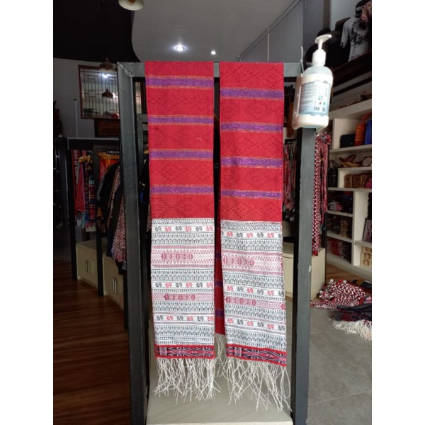 Ulos Selendang kombinasi u 18cm x 170cm tonga pucca dan putih ragi idup