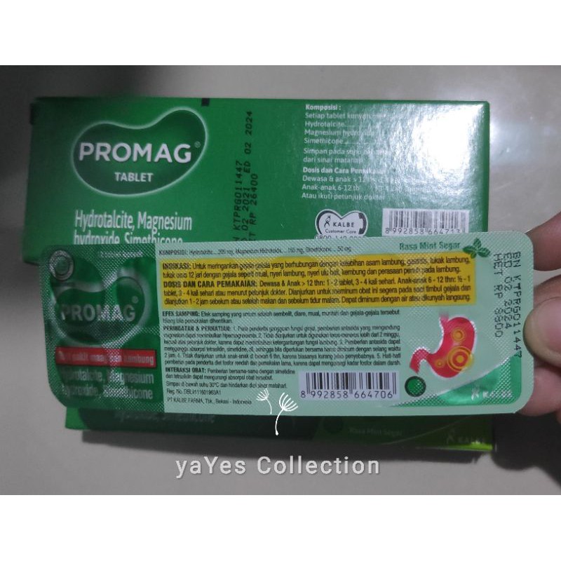 Promag Obat Sakit Maag 1 Blister 12/10 Tablet Kunyah Kembung Perih Mual Nyeri Ulu Hati Mint 6+ thn