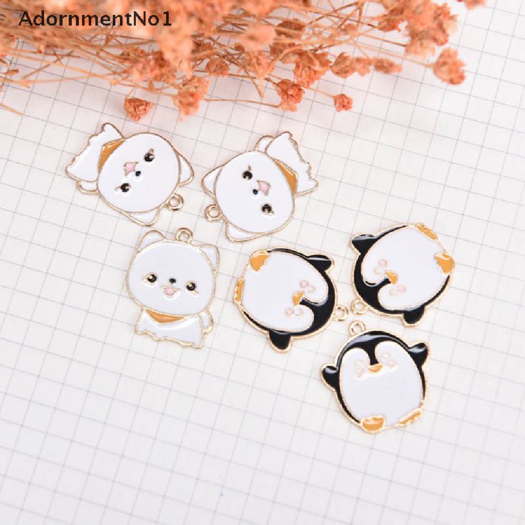 (AdornmentNo1) 10pcs / Set Liontin Enamel Bentuk Penguin / Anjing Bahan Alloy Untuk Kerajinan Tangan DIY