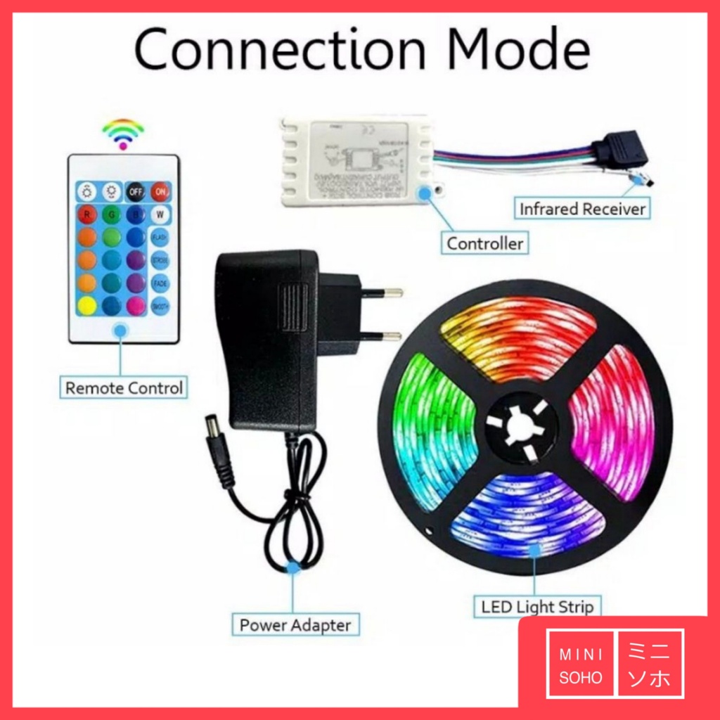 LED Strip RGB Warna Warni 2835 IP44 Remote Remot Colorful Rainbow Pelangi