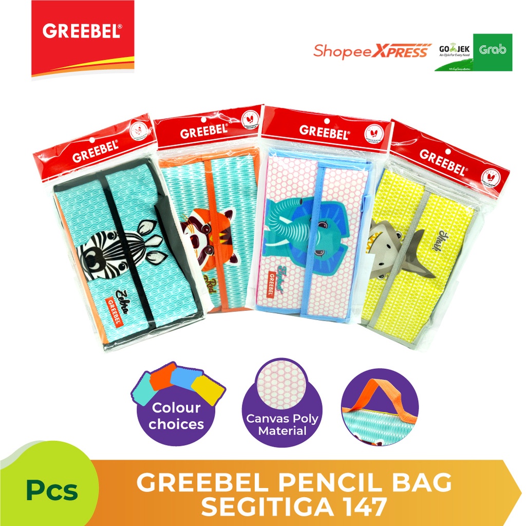 

Greebel Tempat Pensil Ukuran Besar, Bentuk Segitiga | Pencil Case Grebeel 147 Motif Elephant/ Gajah