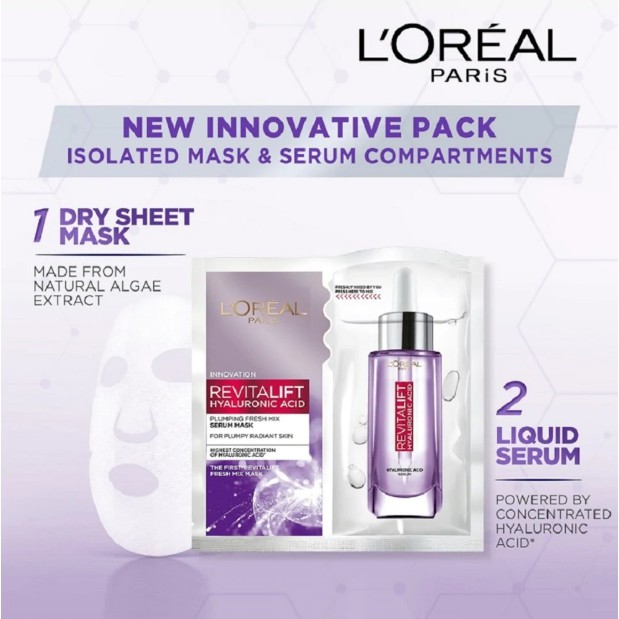 Loreal MU Revitalift Hyaluronic Acid Plumping Fresh Mix Serum Mask