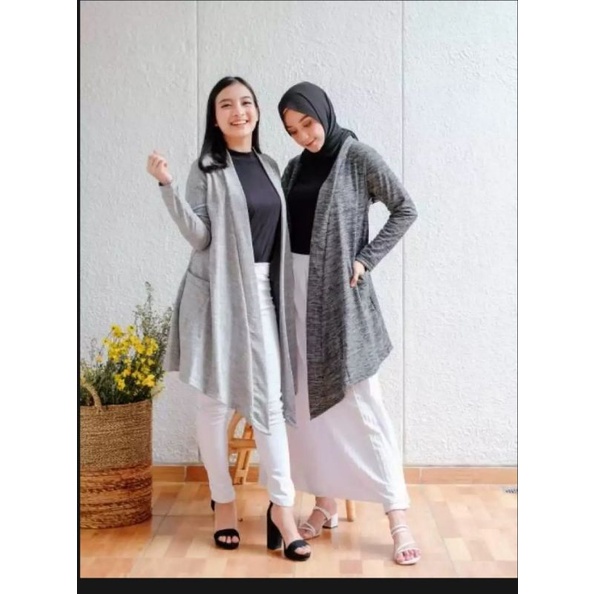 PROMO MURAH Kardigan Spandex Kantong 2 Outer