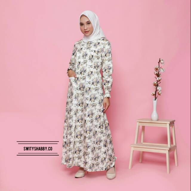 Homy Dress Katun Jepang Swity Yumna Broken White