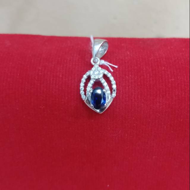 Liontin emas putih mata biru kadar 750