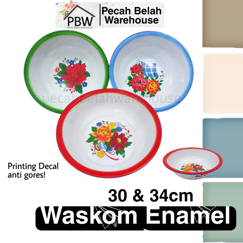 Waskom Seng Kembang 30cm / Baskom seng enamel Kembang