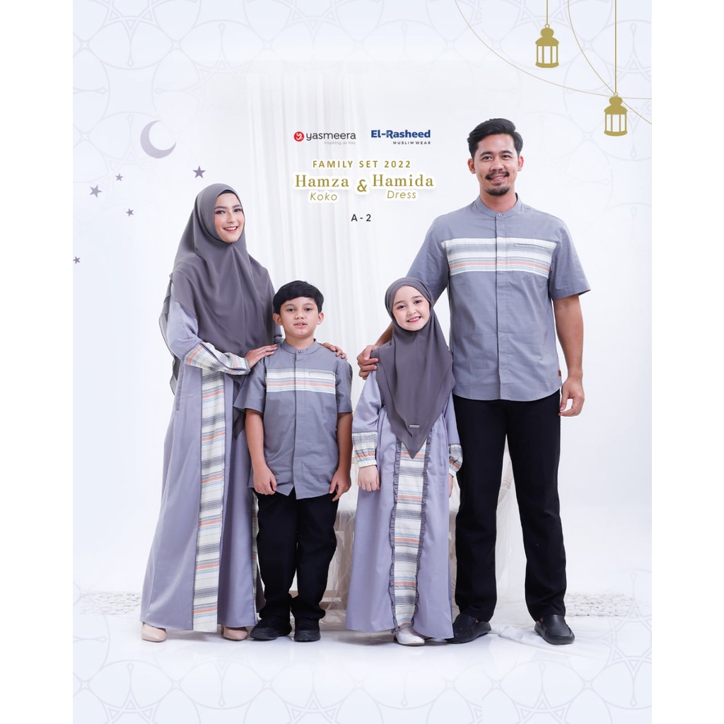 Couple Keluarga // Yasmeera Hamza Hamida A2 Titanium - Paloma // Gamis Cople Pasangan Sarimbit Lebar