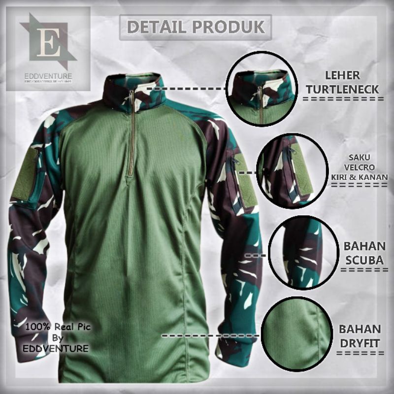 COD Bayar Ditempat Baju Kaos BDU Full Double Dryfit Army TNI TAD Katun Dobel Dry Fit Tebal TNI AD Lengan Panjang Turtle Neck Kerah Tinggi Premium