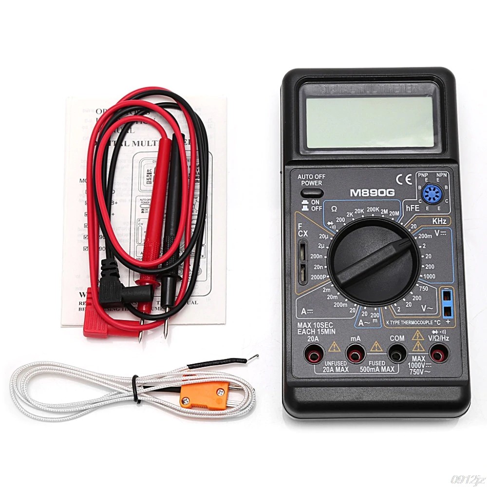 M890G Digital Multimeter DMM AC DC Volt Amp ohm Temperature Meter Tester Tool Frequency Meter Test