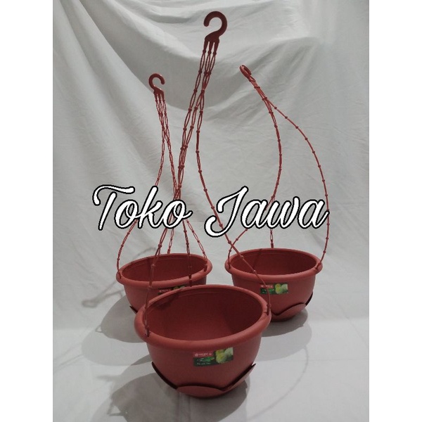 Pot Gantung lion star Clover Flower | Pot Gantung / Pot Bunga Tanaman WR Coklat