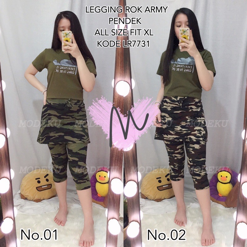 Celana Rok Wanita Legging Rok Army Pendek Import Premium Murah
