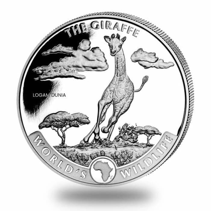 Koin Perak Congo Wildlife 2019 Giraffe 1 Oz Silver Coin
